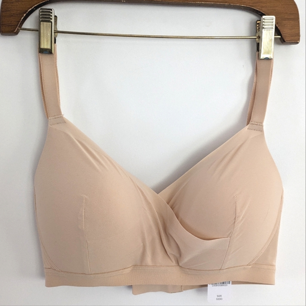 NWT Understance Luna Wireless Full Support Crossover Bra Champagne 32 DD (E)